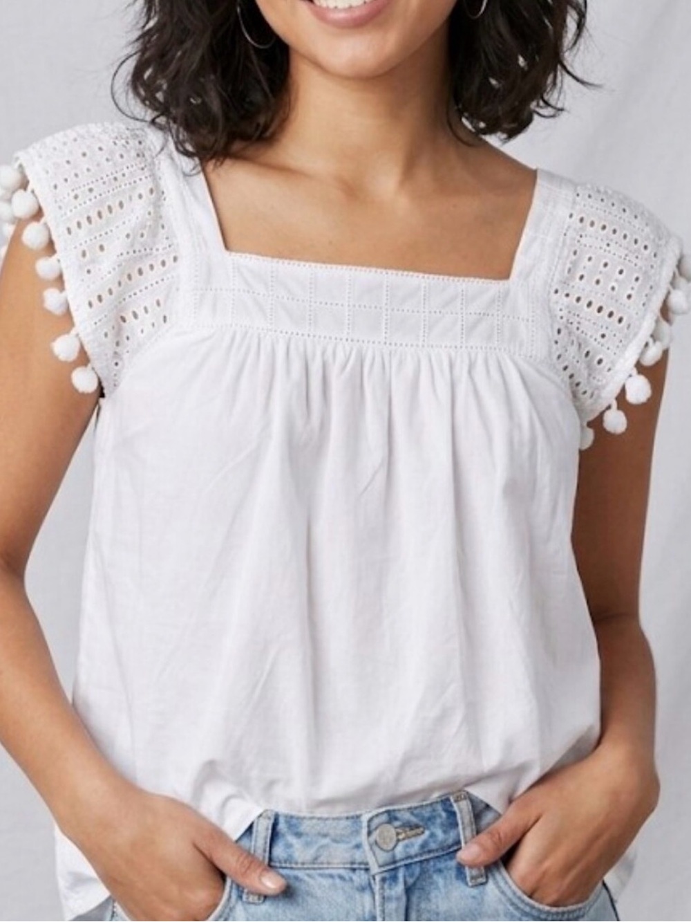 J Crew eyelet top tassel trim tank top 6